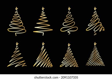Abstract golden christmas tree collection