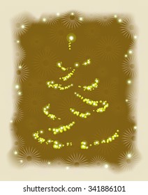 Abstract golden Christmas tree in frame. EPS10 vector illustration.