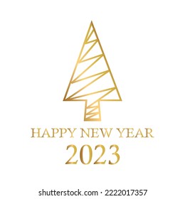 Abstract golden christmas tree, holiday symbol xmas, new year 2023 - Vector illustration