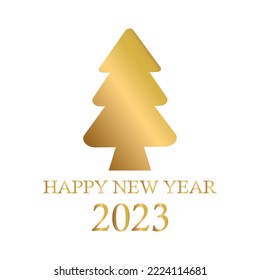 Abstract golden christmas tree, holiday symbol xmas, new year 2023 - Vector illustration