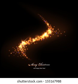 Abstract golden christmas tree on black background. Vector eps10 illustration