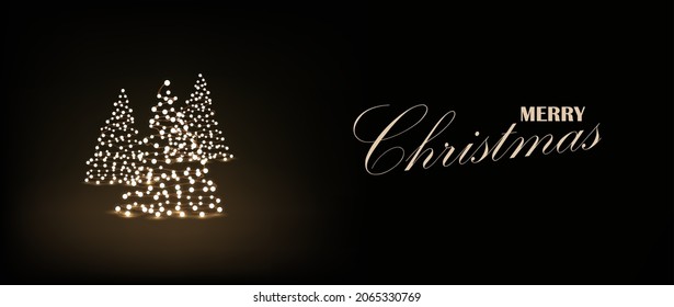 Abstract golden christmas tree on black background. Vector eps10 illustration