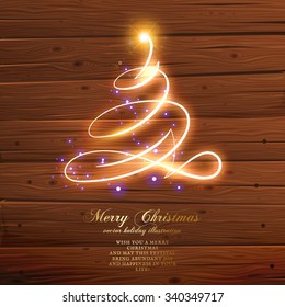 Abstract golden christmas tree on  background. Vector eps10 illustration