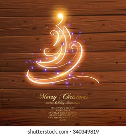 Abstract golden christmas tree on  background. Vector eps10 illustration