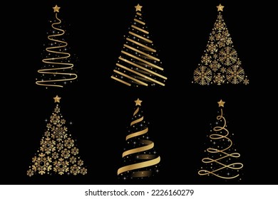 Abstract golden christmas tree vector
