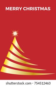 Abstract golden christmas tree, vertical greeting card