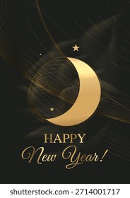 Abstract Golden Christmas  Vector Background with Moon