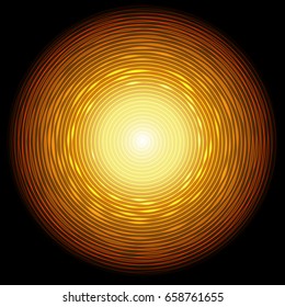 Abstract golden circle with glow light effect. Vector illustration