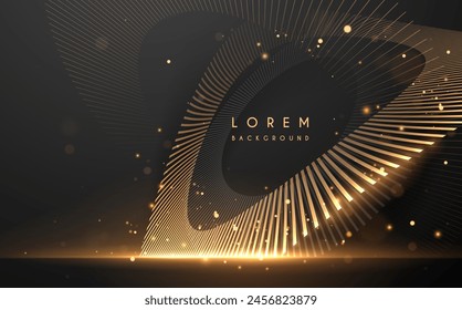 Abstrakte goldene Kreislinien mit Lichtfunken