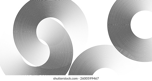 Abstract golden circle lines on dark background. Geometric line art design. Vector illustration, eps10. modern.