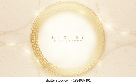 Abstract golden circle lines pattern on cream shade background. Vector illustration for design.