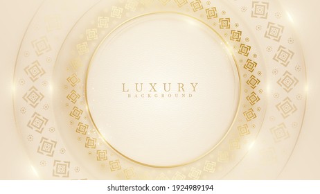Abstract golden circle lines pattern on cream shade background. Vector illustration for design.