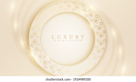 Abstract golden circle lines pattern on cream shade background. Vector illustration for design.