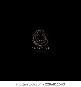 Abstract golden circle logo vector illustration of the constellation Ursa Major in outer space on a black background abstract modern circular concept
