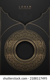 Plantilla de marco ornamentado de círculo dorado abstracto