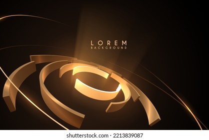 Abstract golden circle shapes with light effect