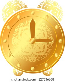 abstract golden clock with arrows