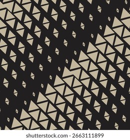  Patrón diagonal de triángulo de semitono de color dorado abstracto, fondo negro de Vector abstracto para el telón de fondo.