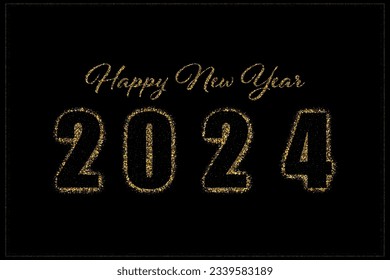 Abstract golden confetti background, dots on dark background, 2024 new year, design element