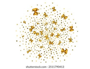 Abstract golden confetti background. Isolated on the white backdrop. Vector Christmas holiday illustration.