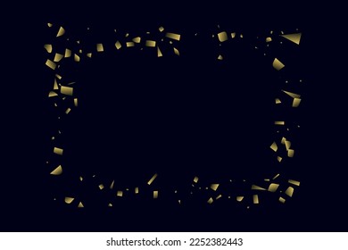 Abstract golden confetti. Glowing background. Random sequins shine on a black background. Dark sky with shining sparkles. Flying confetti. Suitable for your design, cards, invitations, gifts.