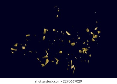Abstract golden confetti. Glowing background. Random sequins shine on a black background. Dark sky with shining sparkles. Flying confetti. Suitable for your design, cards, invitations, gifts.