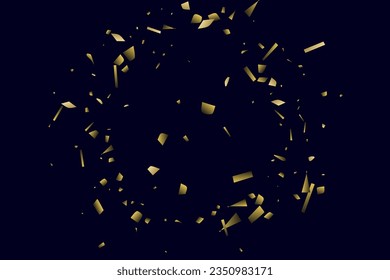 Abstract golden confetti. Glowing background. Random sequins shine on a black background. Dark sky with shining sparkles. Flying confetti. Suitable for your design, cards, invitations, gifts.