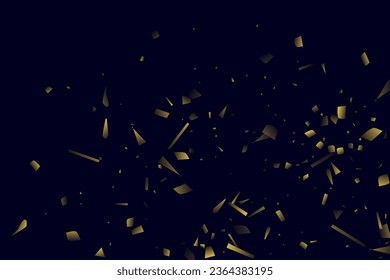 Abstract golden confetti. Glowing background. Random sequins shine on a black background. Dark sky with shining sparkles. Flying confetti. Suitable for your design, cards, invitations, gifts.