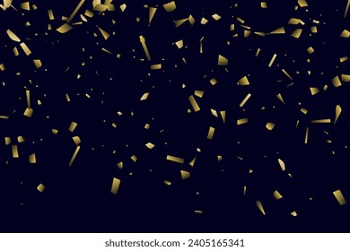 Abstract golden confetti. Glowing background. Random sequins shine on a black background. Dark sky with shining sparkles. Flying confetti. Suitable for your design, cards, invitations, gifts.