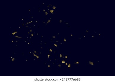 Confeti dorado abstracto. Fondo brillante. Las lentejuelas al azar brillan sobre un fondo negro. Cielo oscuro con destellos brillantes. Confeti volador. Adecuado para su diseño, tarjetas, invitaciones, regalos.
