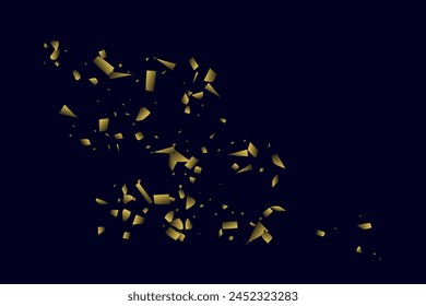 Abstract golden confetti. Glowing background. Random sequins shine on a black background. Dark sky with shining sparkles. Flying confetti. Suitable for your design, cards, invitations, gifts.