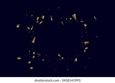 Abstract golden confetti. Glowing background. Random sequins shine on a black background. Dark sky with shining sparkles. Flying confetti. Suitable for your design, cards, invitations, gifts.