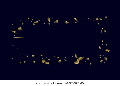Abstract golden confetti. Glowing background. Random sequins shine on a black background. Dark sky with shining sparkles. Flying confetti. Suitable for your design, cards, invitations, gifts.