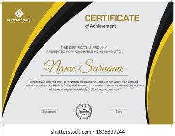 Resumen de diseño de certificados dorados y creativos