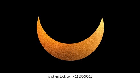 Abstract golden crescent moon. Vector luna isolated on dark background