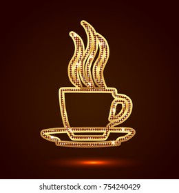 Abstract golden cup of coffee