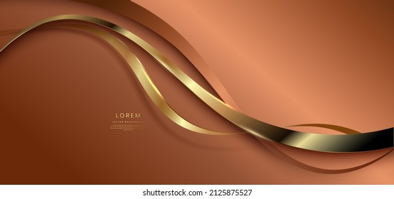 Abstract golden curve line luxury on dark brown background with copy space for text. You can use template, cover design, flyer. Vector illustration