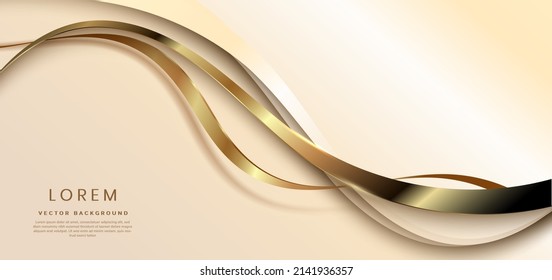 Abstract golden curve line luxury on dark brown background with copy space for text. You can use template, cover design, flyer. Vector illustration