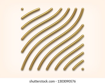 Abstract golden curved thin lines square 3d icon