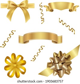 abstract Golden Decorative ribbons for gift vector design