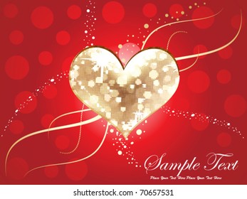 abstract golden & disco heart background