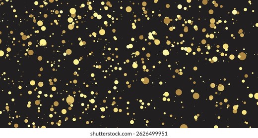 Abstract Golden doted glitter on transparent with black background. Luxury sparkling confetti. Celebration falling doted gold glitter. Vector illustration. gold, luxury, isolated, light, background,