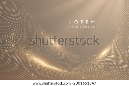 Abstract golden dots wave background with light effect