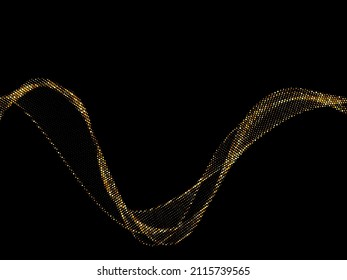 Abstract golden dots.Wave pattern. Abstract wave design element
