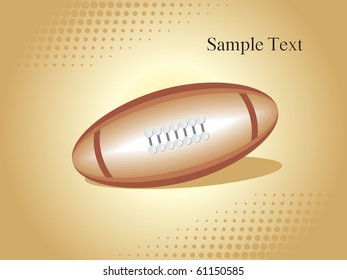 fondo abstracto de puntos dorados con fútbol de rugby aislado