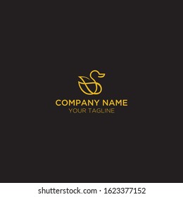 abstract golden duck monoline logo