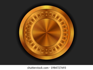 Abstract golden emblem tech futuristic background. Vector design
