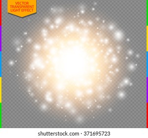 Abstract golden explosion with white sparks modern design. Glow star burst or firework light effect. Sparkles light vector transparent background. Christmas Concept. Flash flare or sparkler