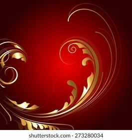 Abstract Golden Floral Design Backdrop