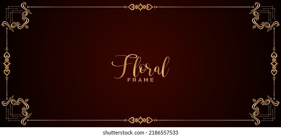 Resumen de diseño de pancartas rojas bordadas por marcos florales dorados